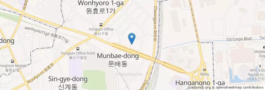 Mapa de ubicacion de 한국SGI용산문화회관 en کره جنوبی, سئول, 용산구, 한강로동.