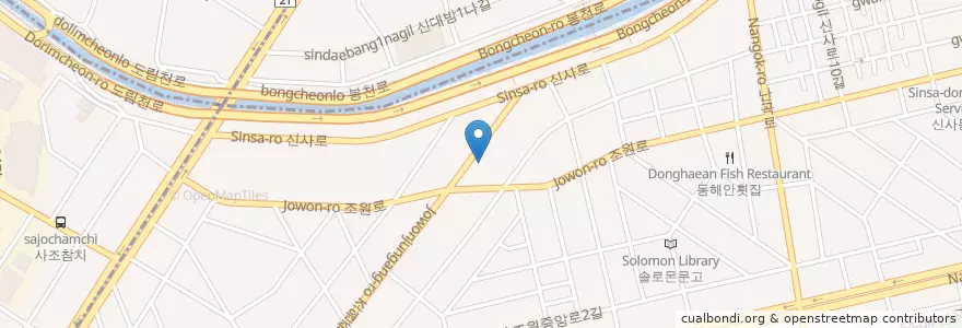 Mapa de ubicacion de 한국SGI관악문화회관 en كوريا الجنوبية, سول, 조원동.