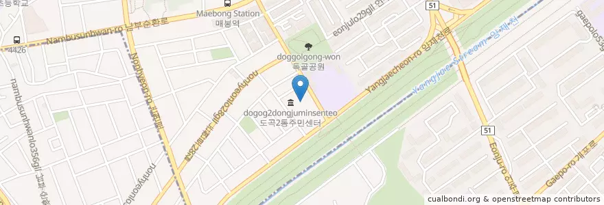Mapa de ubicacion de 한국SGI강남문화회관 en Korea Selatan, 서울, 강남구, 도곡동, 도곡2동.