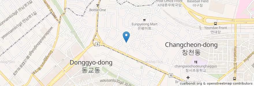 Mapa de ubicacion de 한국SGI신촌문화회관 en كوريا الجنوبية, سول, 마포구, 서교동.