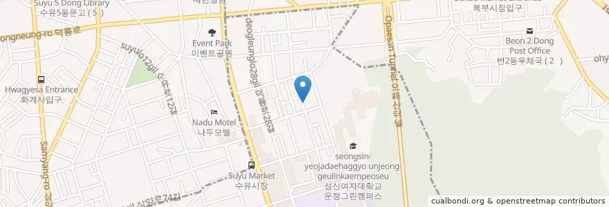 Mapa de ubicacion de 한국SGI수유문화회관 en Zuid-Korea, Seoel, 강북구, 미아동.