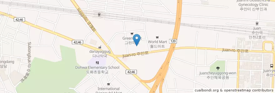Mapa de ubicacion de 한국SGI인천문화회관 en کره جنوبی, 인천, 미추홀구, 도화동.