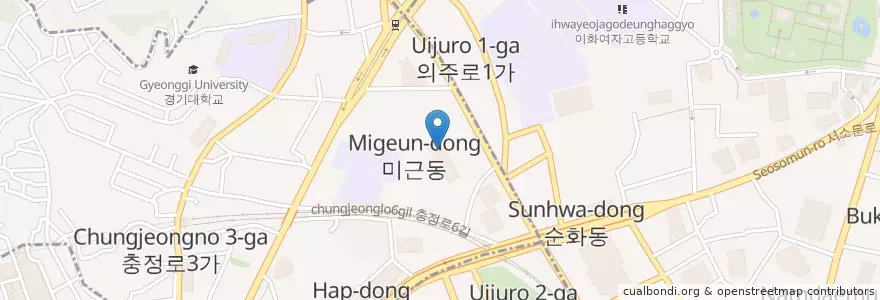 Mapa de ubicacion de 경찰청우체국 en 大韓民国, ソウル, 西大門区.
