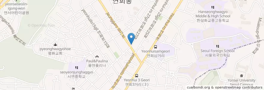 Mapa de ubicacion de 연희동우체국 en 韩国/南韓, 首尔, 西大門區, 연희동.