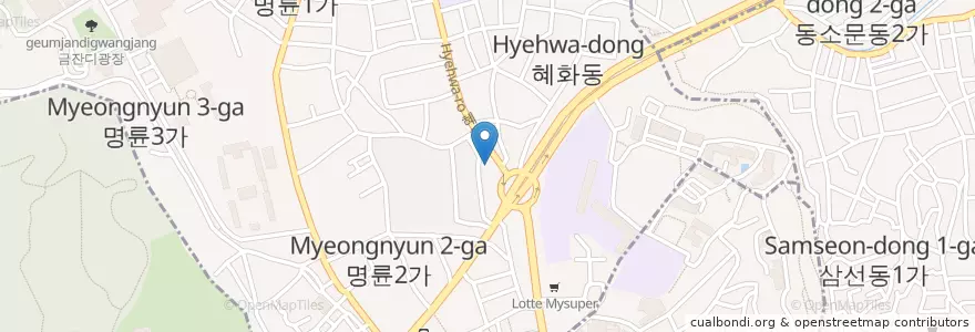 Mapa de ubicacion de 恵化洞郵便局 en 大韓民国, ソウル, 城北区, 혜화동.