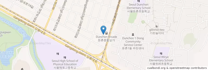 Mapa de ubicacion de 성내동우체국 en 大韓民国, ソウル, 성내동, 성내3동.