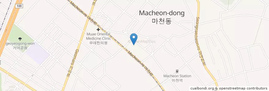 Mapa de ubicacion de 마천동우체국 en Республика Корея, Сеул, 송파구, 마천1동.