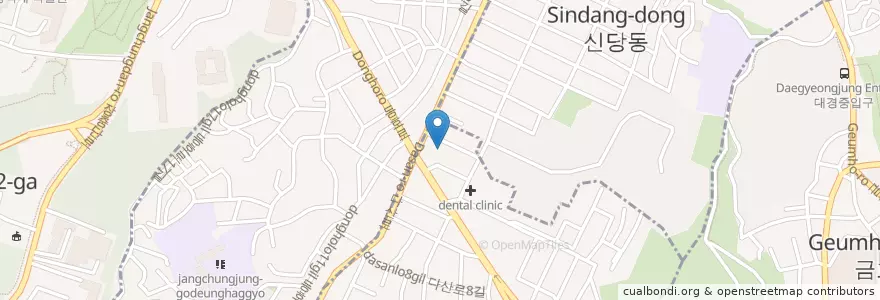 Mapa de ubicacion de 신당동우체국 en Korea Selatan, 서울, 중구, 약수동.