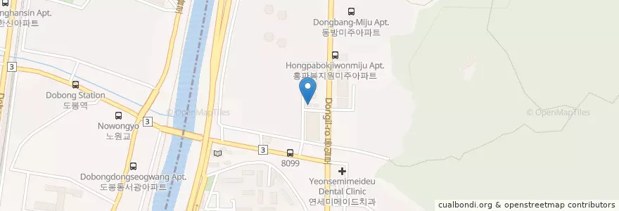 Mapa de ubicacion de 수락산우체국 en Korea Selatan, 서울, 노원구, 상계1동.