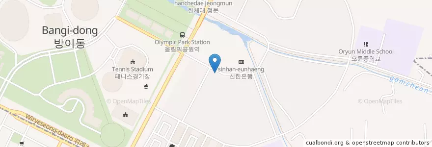 Mapa de ubicacion de 오륜동우체국 en 大韓民国, ソウル, 松坡区, 오륜동.