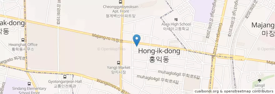Mapa de ubicacion de 왕십리우체국 en كوريا الجنوبية, سول, 성동구, 왕십리도선동.