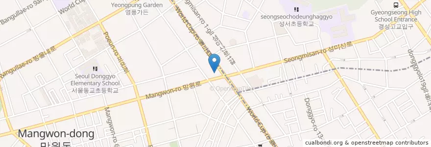 Mapa de ubicacion de 망원동우체국 en کره جنوبی, سئول, 마포구, 망원2동.