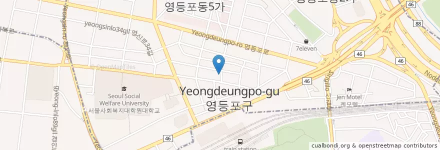 Mapa de ubicacion de 영등포우체국 en Coreia Do Sul, Seul, 영등포구, 영등포동.