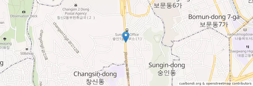 Mapa de ubicacion de 숭인동우체국 en Güney Kore, Seul, 숭인1동.