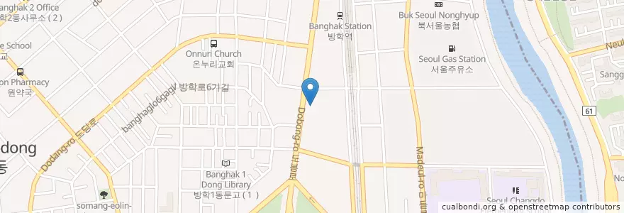 Mapa de ubicacion de 방학동우체국 en Zuid-Korea, Seoel, 도봉구, 방학1동.