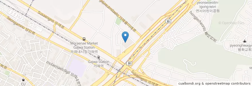 Mapa de ubicacion de 남가좌2우체국 en Corée Du Sud, Séoul, 마포구, 남가좌동, 남가좌1동.