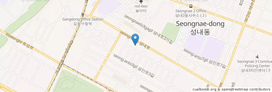 Mapa de ubicacion de 성내1동우체국 en 대한민국, 서울, 송파구, 성내동, 성내2동.