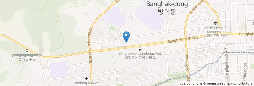 Mapa de ubicacion de 방학3동우체국 en 대한민국, 서울, 도봉구, 방학3동.