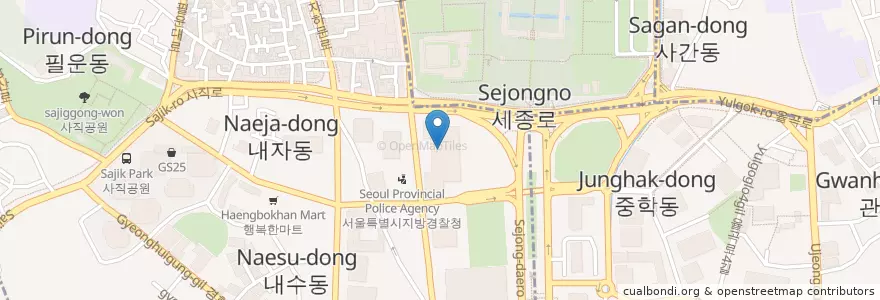 Mapa de ubicacion de 정부서울청사우체국 en کره جنوبی, سئول, 종로구, 사직동.