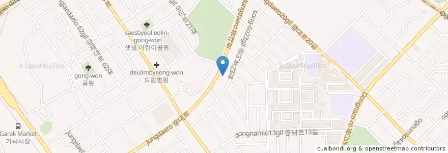 Mapa de ubicacion de 도매시장우체국 en کره جنوبی, سئول, 송파구, 가락본동.