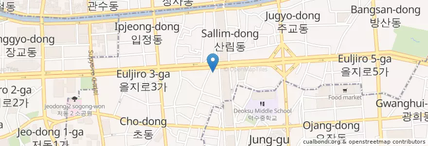 Mapa de ubicacion de 을지로4가우체국 en 대한민국, 서울, 을지로동.