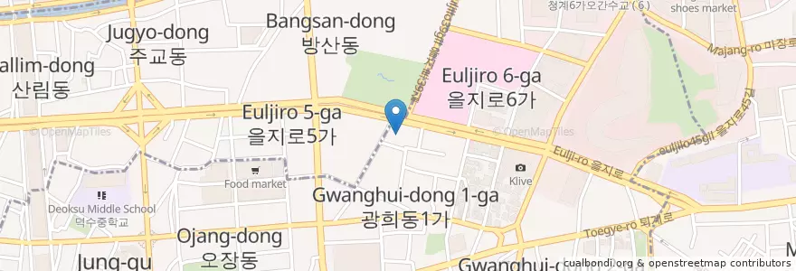 Mapa de ubicacion de 을지로6가우체국 en Güney Kore, Seul, 광희동.