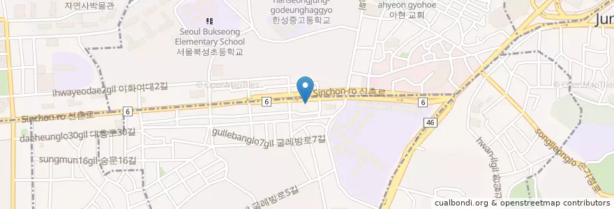 Mapa de ubicacion de 서울아현동우체국 en 韩国/南韓, 首尔, 아현동, 아현동.