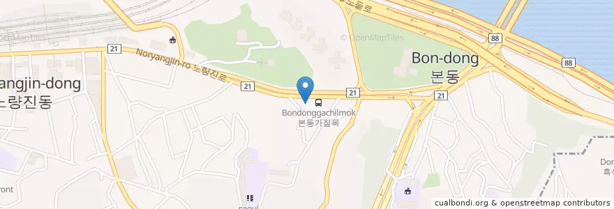 Mapa de ubicacion de 서울노량진우체국 en کره جنوبی, سئول, 노량진1동.