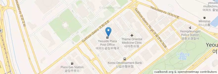 Mapa de ubicacion de 여의도광장우체국 en Korea Selatan, 서울, 영등포구, 여의동.