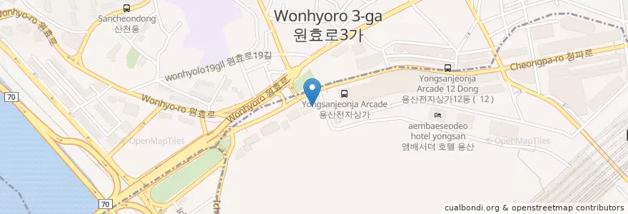 Mapa de ubicacion de 용산전자단지우체국 en 韩国/南韓, 首尔, 龍山區, 원효로1동.