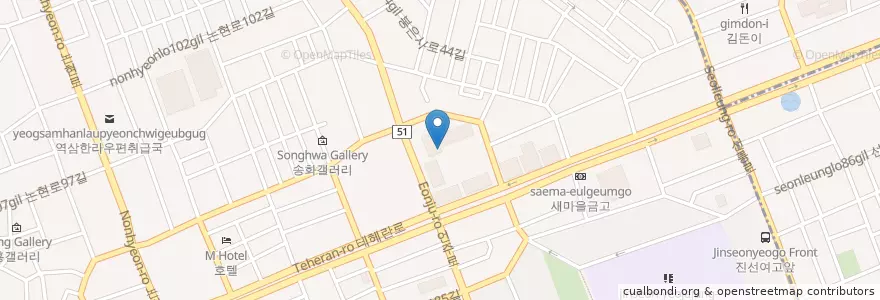 Mapa de ubicacion de 서울상록회관우체국 en Südkorea, Seoul, 강남구, 역삼동, 역삼1동.