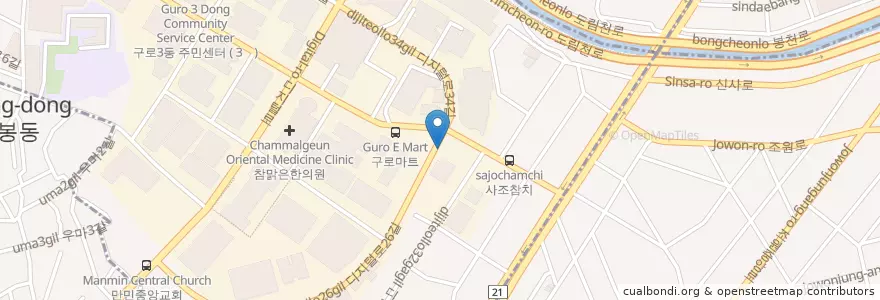 Mapa de ubicacion de 서울구로디지털단지우체국 en کره جنوبی, سئول.