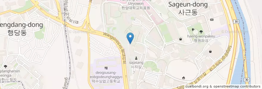 Mapa de ubicacion de 한양대학교우체국 en 대한민국, 서울, 성동구, 사근동.