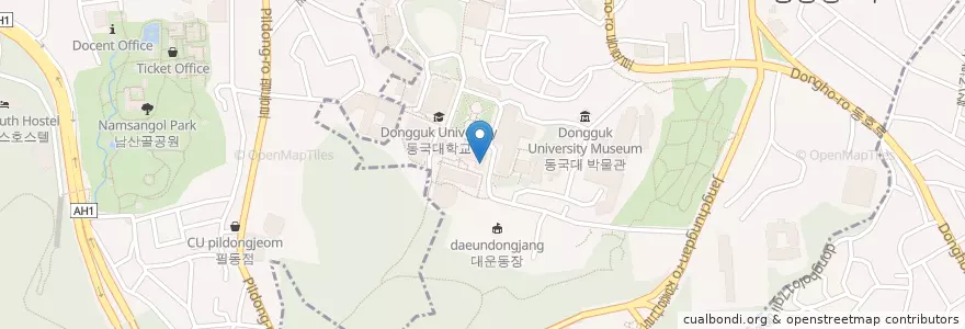 Mapa de ubicacion de 동국대학교우체국 en Республика Корея, Сеул, 중구, 장충동.