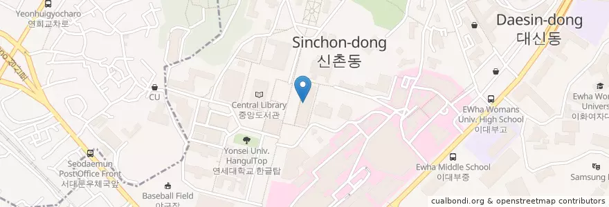 Mapa de ubicacion de 연세대학교우체국 en Республика Корея, Сеул, 신촌동.