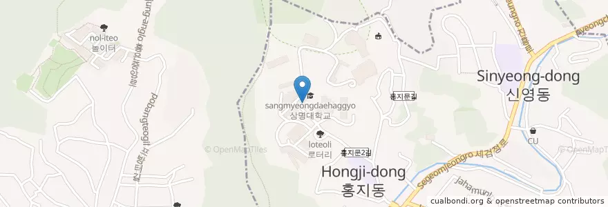 Mapa de ubicacion de 상명대학교우체국 en Coreia Do Sul, Seul, 부암동, 홍은1동.
