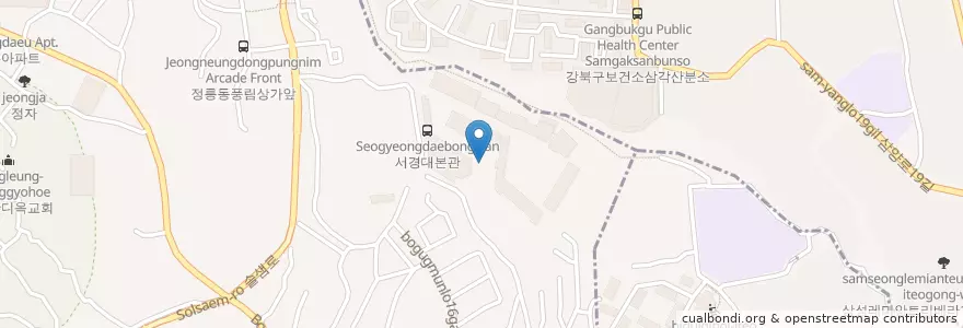 Mapa de ubicacion de 서경대학교우체국 en Республика Корея, Сеул, 성북구, 정릉4동.