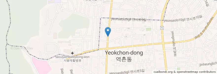 Mapa de ubicacion de 역촌우편취급국 en Südkorea, Seoul, 은평구, 역촌동.