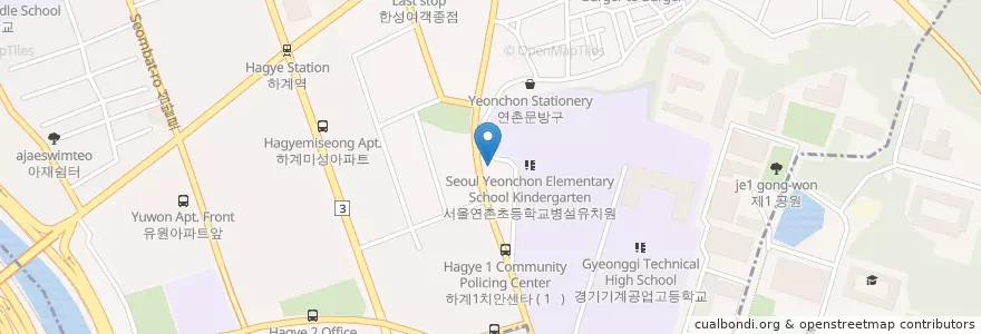Mapa de ubicacion de 서울하계시영우편취급국 en Korea Selatan, 서울, 노원구, 하계1동.