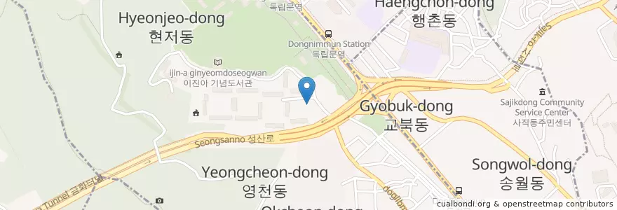Mapa de ubicacion de 독립문우편취급국 en Güney Kore, Seul, 서대문구, 천연동.