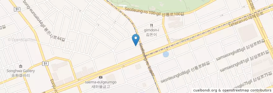 Mapa de ubicacion de 서울역삼성보우편취급국 en Corea Del Sud, Seul, 강남구, 역삼1동.