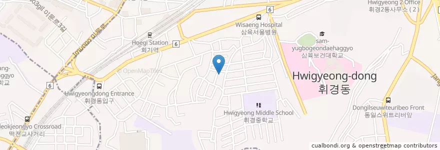Mapa de ubicacion de 휘경2동우편취급국 en 대한민국, 서울, 동대문구, 휘경2동.