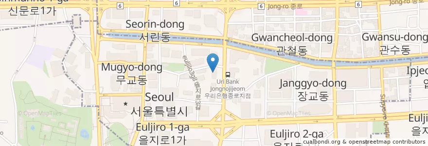 Mapa de ubicacion de 서울다동우편취급국 en Korea Selatan, 서울, 명동.