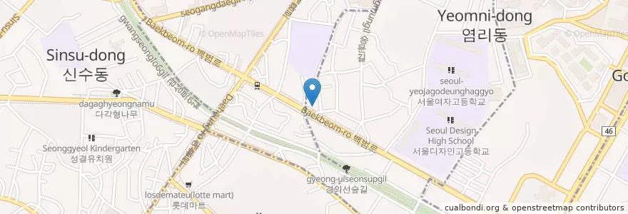 Mapa de ubicacion de 염리동우편취급국 en Corea Del Sud, Seul, 마포구.