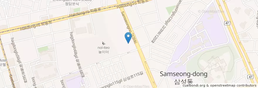 Mapa de ubicacion de 서울AID우편취급국 en Korea Selatan, 서울, 강남구, 삼성동, 삼성2동.