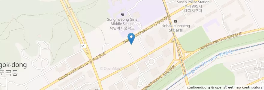 Mapa de ubicacion de 군인공제회관우편취급국 en Corée Du Sud, Séoul, 강남구, 도곡동, 도곡2동.