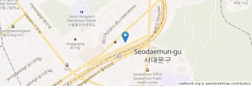 Mapa de ubicacion de 홍은3동우편취급국 en Республика Корея, Сеул, 서대문구, 홍은2동.
