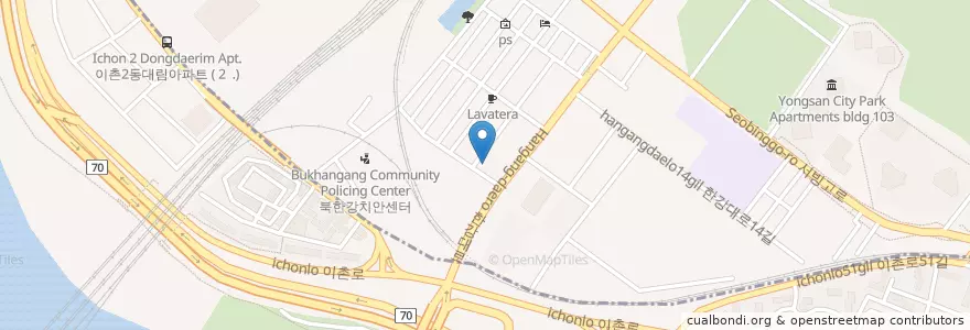 Mapa de ubicacion de 한강로우편취급국 en 대한민국, 서울, 용산구.