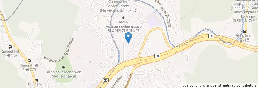 Mapa de ubicacion de 홍제3동우편취급국 en Zuid-Korea, Seoel, 서대문구, 홍은동, 홍은1동.