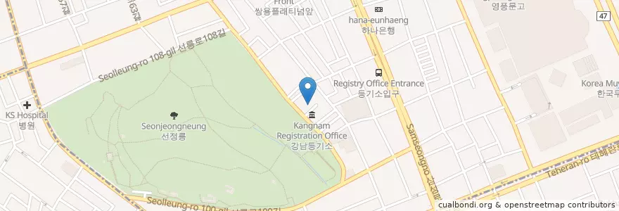 Mapa de ubicacion de 삼성2동우편취급국 en Güney Kore, Seul, 강남구, 삼성동, 삼성2동.